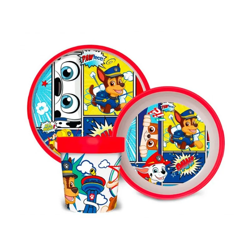 Detský plastový riad PAW PATROL PREMIUM - tanier, miska, pohár, MICRO, 18981