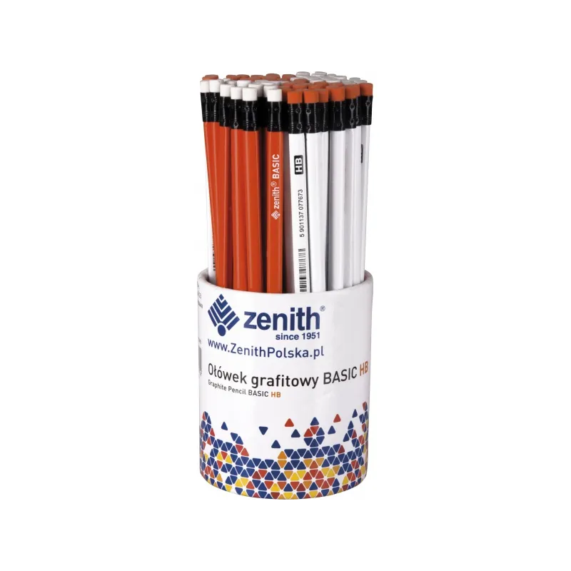 ZENITH Basic, Obyčajná ceruzka HB s gumou, mix farieb, stojan, 206315005