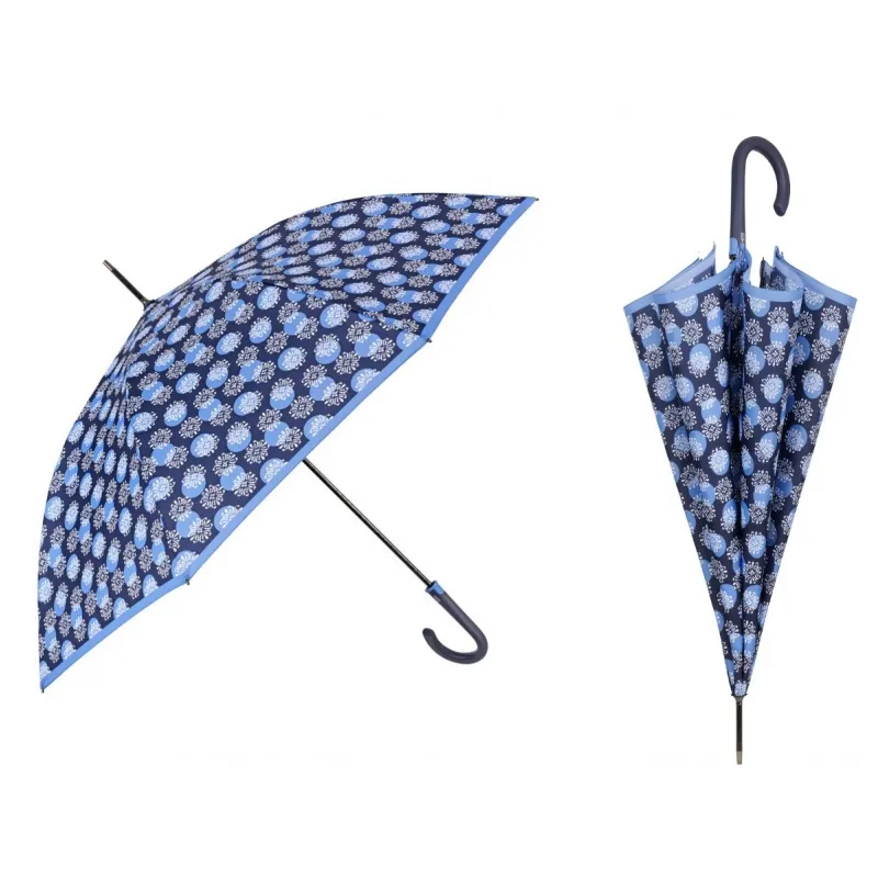 PERLETTI Automatický dáždnik TECHNOLOGY Fiori / modrá, 21722