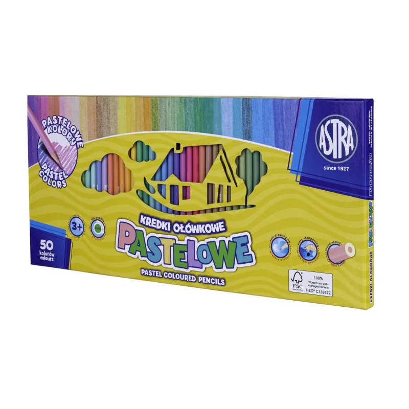 ASTRA Luxusné pastelové farbičky 50ks, 4mm tuha, 312121004