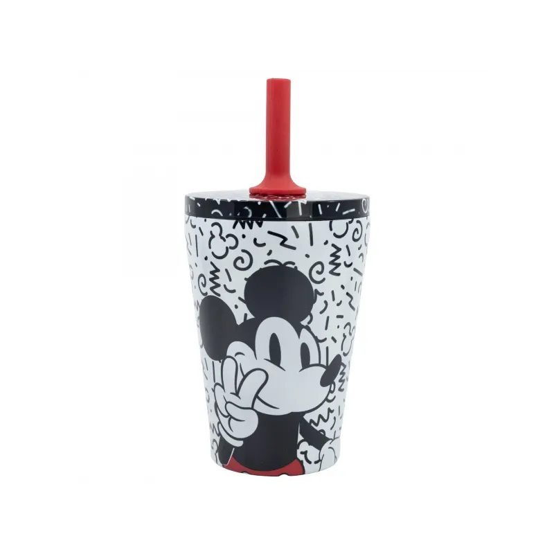 Nerezový termo pohár so silikónovou slamkou MICKEY MOUSE, 360ml, 74398