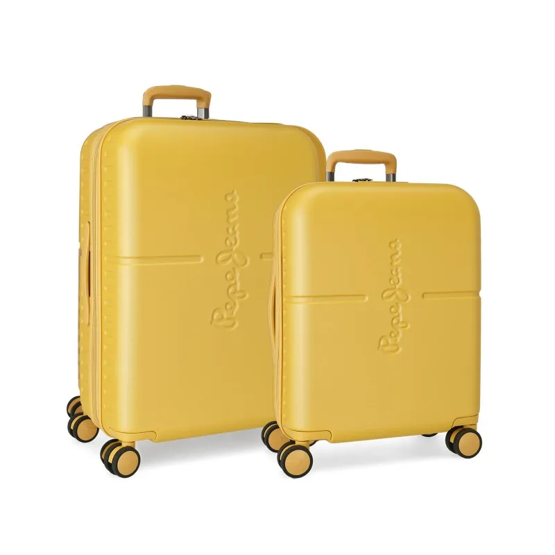 Sada luxusných ABS cestovných kufrov 70cm/55cm PEPE JEANS HIGHLIGHT Ochre, 7689523