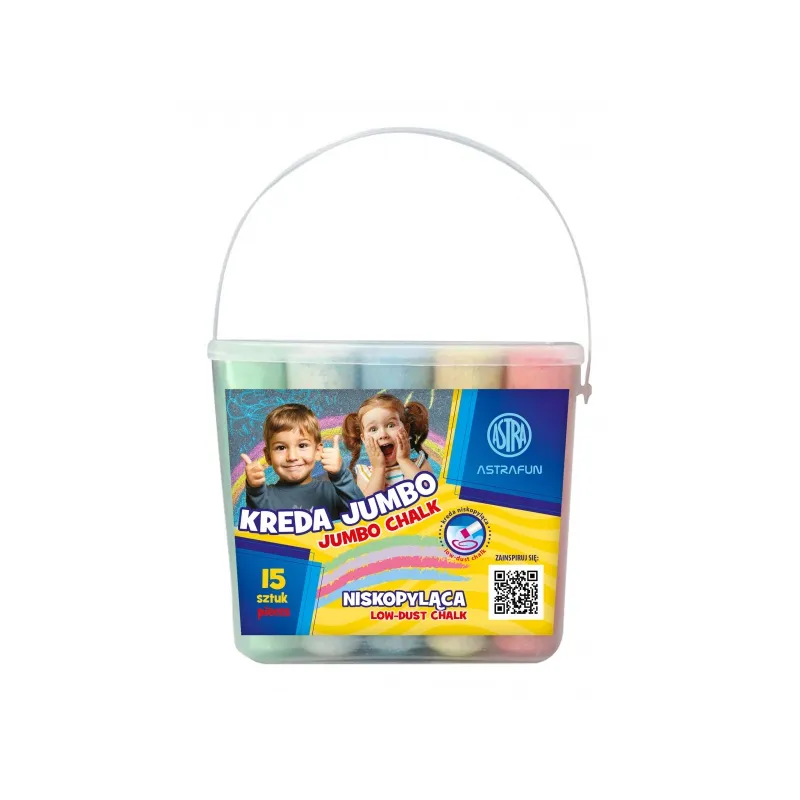 ASTRAFun, Chodníková krieda Jumbo v plastovom boxe, 15ks, mix farieb, 330022004