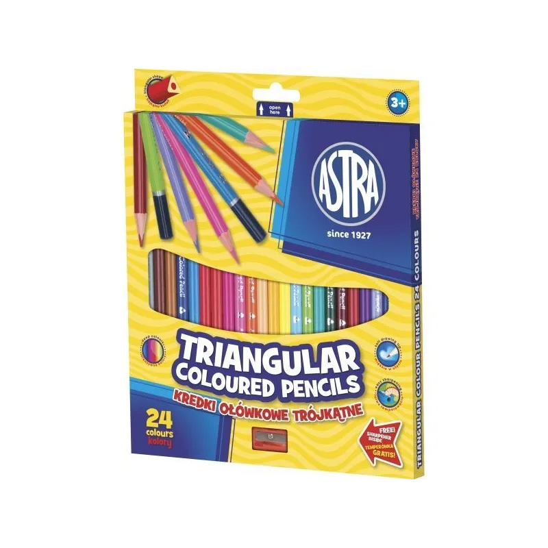ASTRA Ergonomické trojhranné farbičky 24ks + strúhadlo, 312110003
