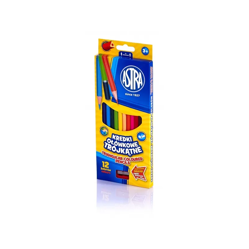 ASTRA Ergonomické trojhranné farbičky 12ks + strúhadlo, 312110002