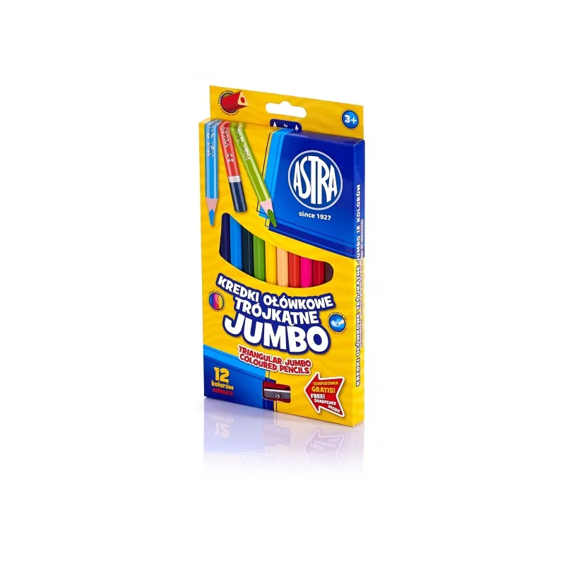 ASTRA Trojhranné farbičky JUMBO 12ks + strúhadlo, 312110007
