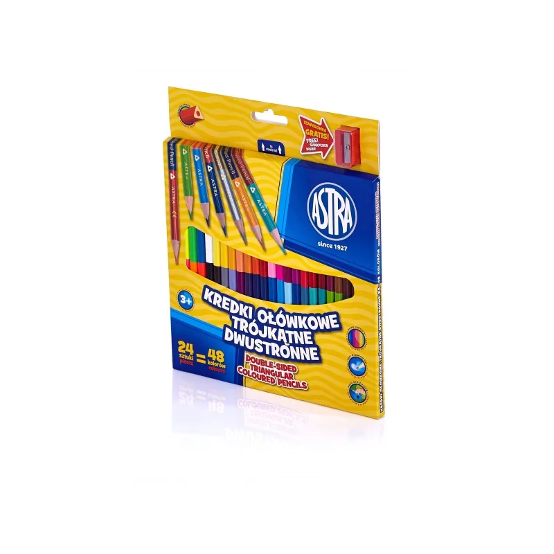 ASTRA Ergonomické obojstranné farbičky 24ks / 48farieb + strúhadlo, 312116004