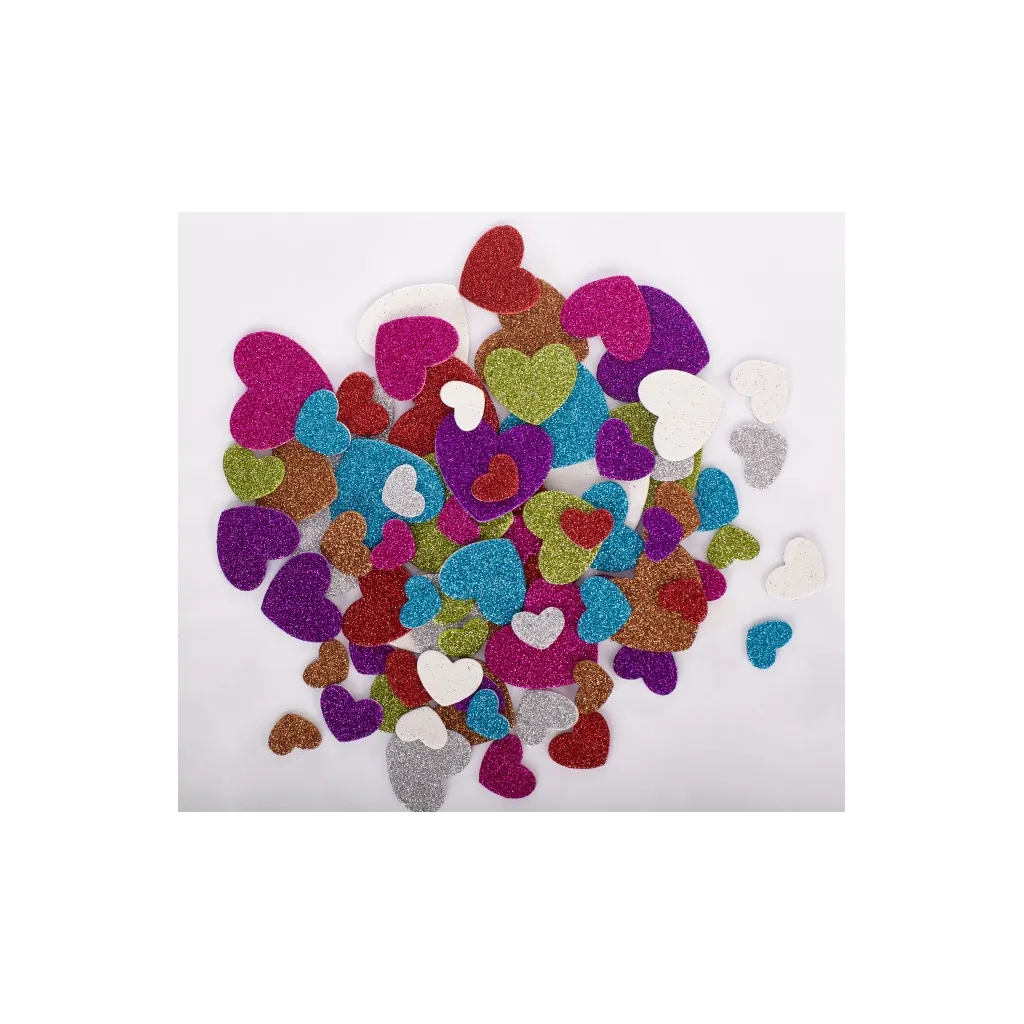 CREATIVO Glitrové nálepky SRDÍČKA, mix velikostí, 335117009