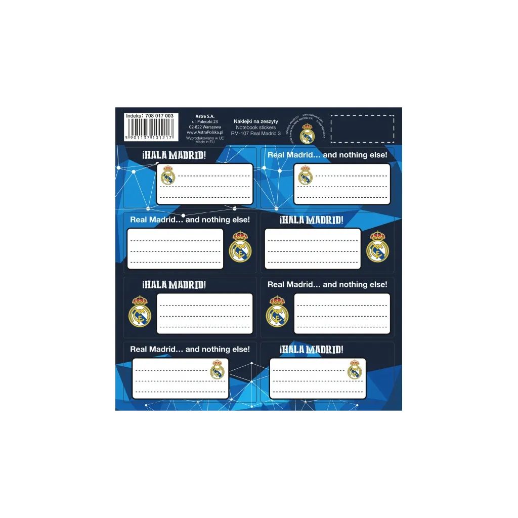 Samolepiace štítky na zošity Real Madrid 8ks, RM-107, 708017003
