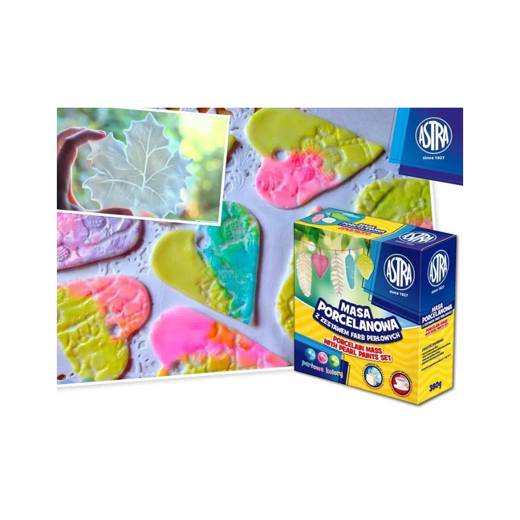 Modelovacia porcelánová hmota Astra 380g + 3 perleťové farby – kreatívna sada