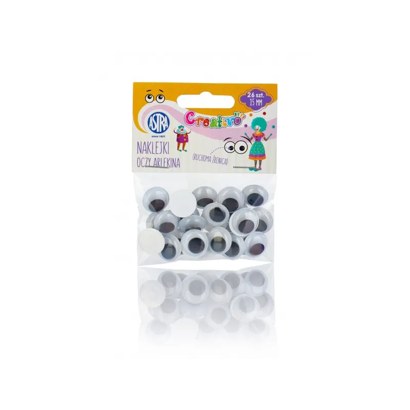 CREATIVO Samolepicí pohyblivé oči 15mm, 26ks, 335119008 CREATIVO Samolepicí pohyblivé oči 15mm, 26ks, 335119008