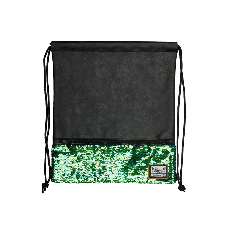 Luxusní koženkový sáček / taška na záda HASH, Green Sequins, HS-135, 507019022 Luxusní koženkový sáček / taška na záda HASH, Green Sequins, HS-135, 507019022