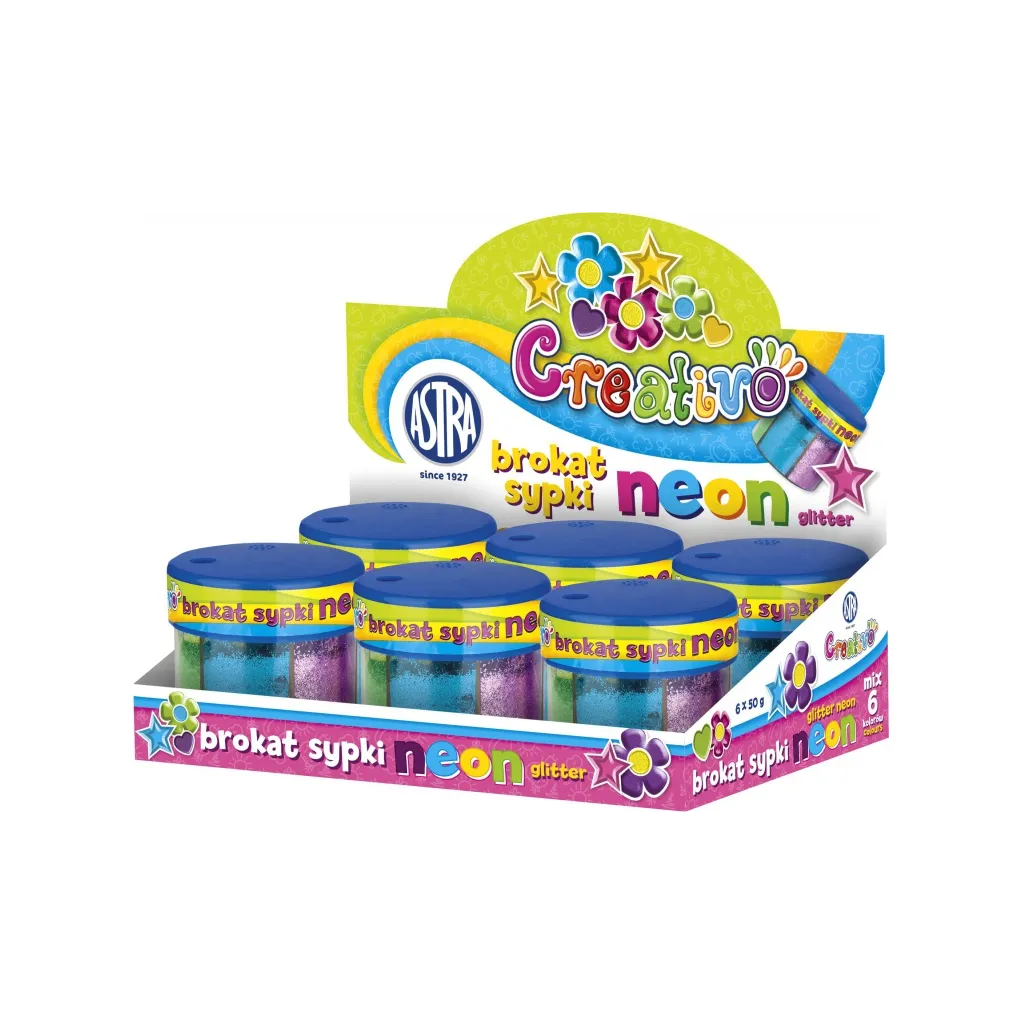 CREATIVO Sypké trblietky 6 farieb NEON 50g, 335114002