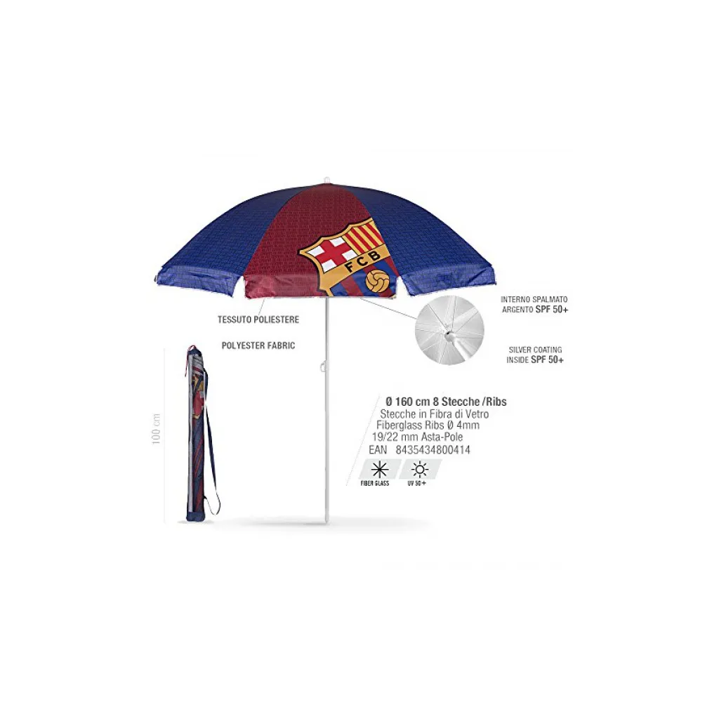 PERLETTI Detský plážový slnečník s UV ochranou FC BARCELONA