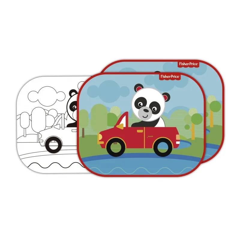 FISHER-PRICE Slnečná clona pre deti do auta + omaľovánka PANDA, FP10169