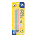 ASTRA Pastel, 4x obyčejná HB tužka s měřítkem a gumou, ořezávátko + guma, blistr, 206120007