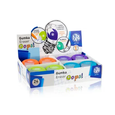 Ergonomická guma OOPS!, 2v1, na ceruzky aj perá, mix farieb, krabička, 403120003 Ergonomická guma OOPS!, 2v1, na ceruzky aj perá, mix farieb, krabička, 403120003