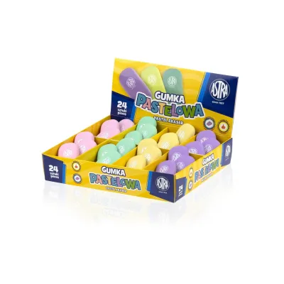 ASTRA PASTEL Ergonomická guma, mix farieb, krabička, 403120001 ASTRA PASTEL Ergonomická guma, mix farieb, krabička, 403120001