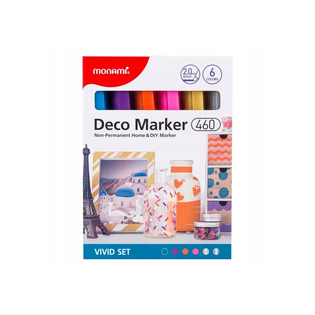MONAMI® Deco Marker 460, 2mm, sada VIVID, 6ks, 20800015020