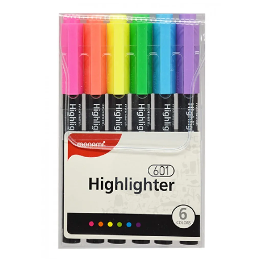 MONAMI Sada zvýrazňovačů 601, 1-4mm, klínový hrot, 6ks, 20600675690