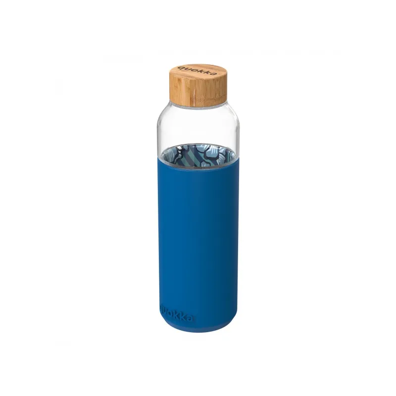 QUOKKA FLOW Sklenená fľaša so silikónovým povrchom WATER FLOWERS, 660ml, 40004