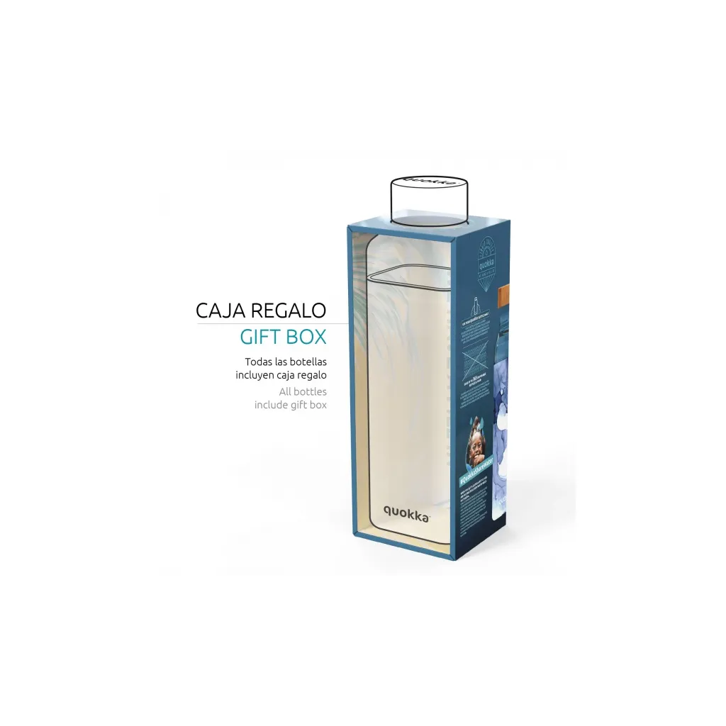 Quokka Storm, Sklenená fľaša so silikónovým povrchom Abstract Garden, 700ml, 40023