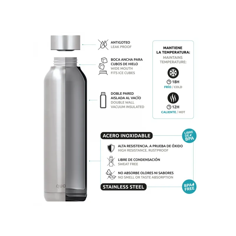 QUOKKA Nerezová fľaša / termoska BRIGHT BLUE POWDER, 510ml, 11891