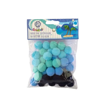 CREATIVO Plyšové POMPOM kuličky BLUE LAGOON, 20mm, 335121020