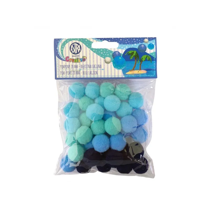 CREATIVO Plyšové POMPOM guličky BLUE LAGOON, 20mm, 335121020 CREATIVO Plyšové POMPOM guličky BLUE LAGOON, 20mm, 335121020