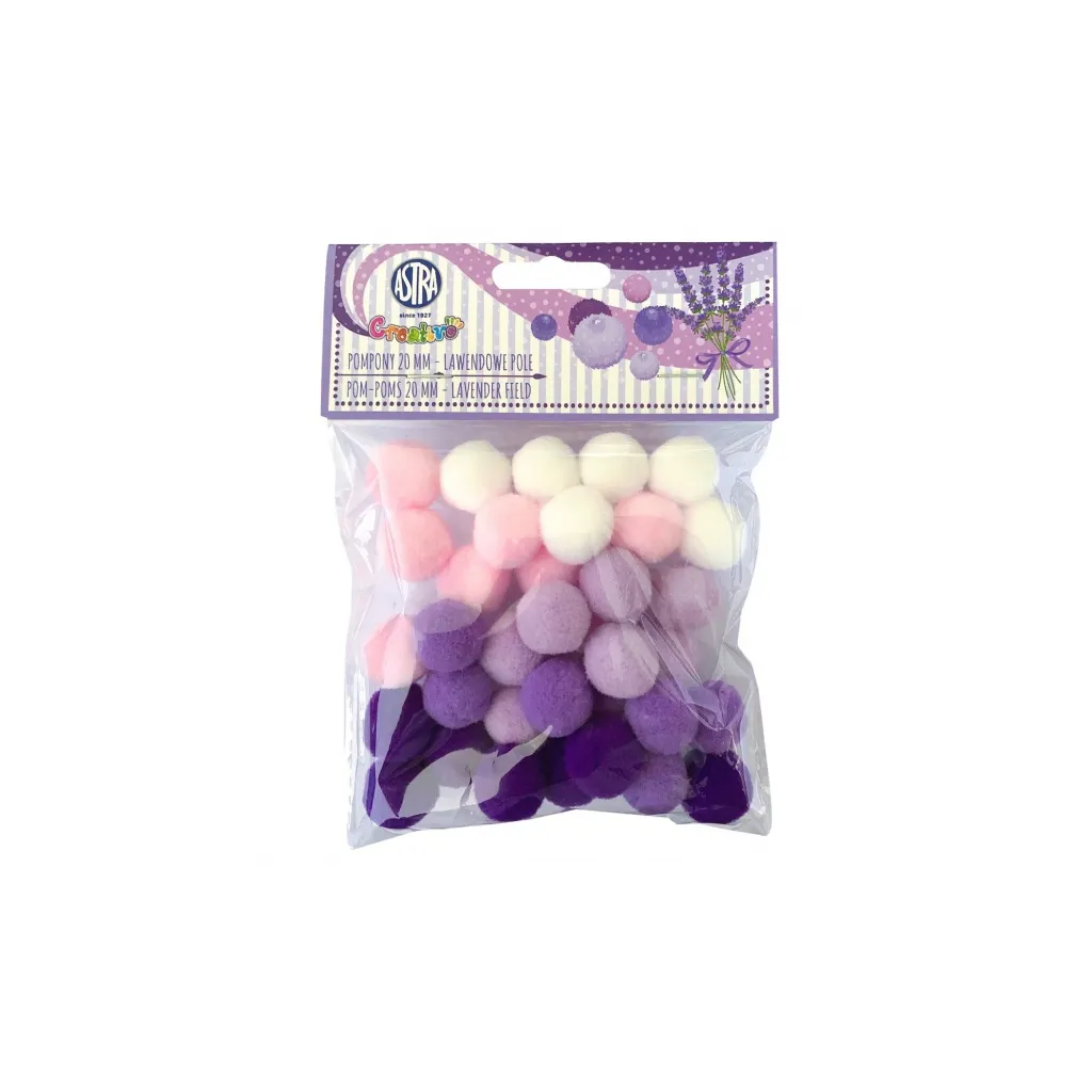 Plyšové pompony Creativo LAVENDER FIELD 20 mm (36 ks)