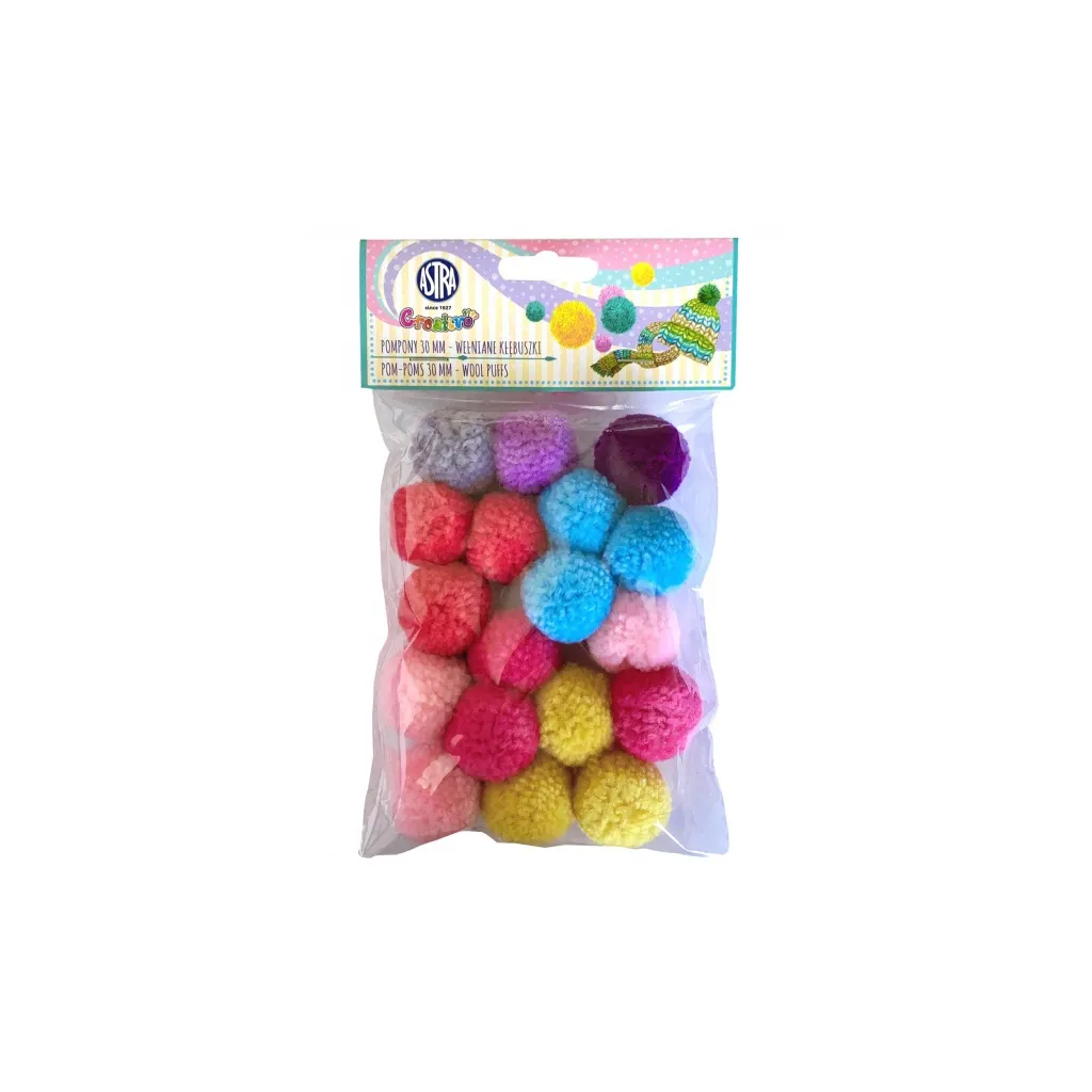 Vlnené pompony Creativo WOOL PUFFS 30 mm (18 ks)