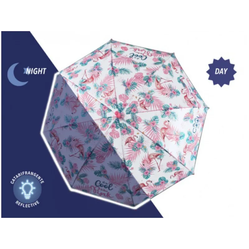PERLETTI® Dětský reflexní automatický deštník COOL KIDS Plameňáci, 15575