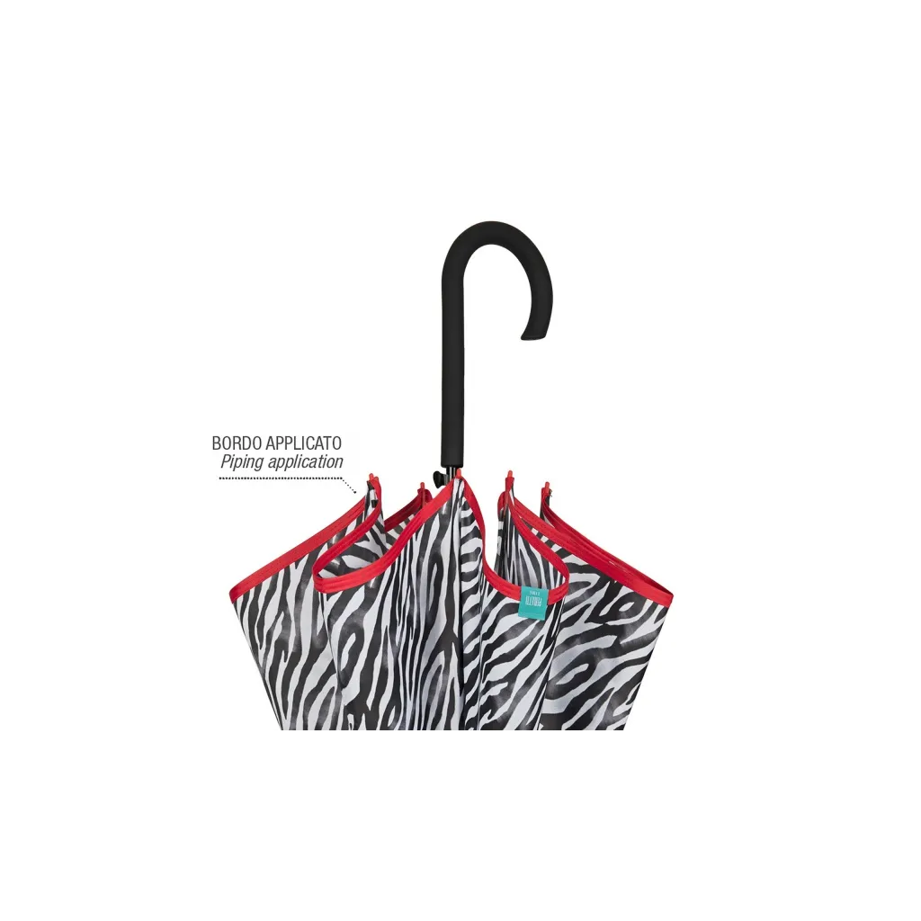 Dámsky automatický dáždnik Perletti ZEBRATO / modrý lem, 26164