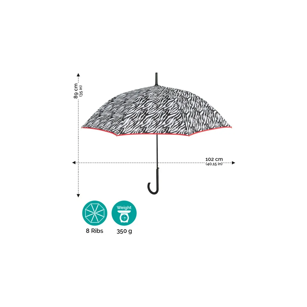 Dámsky automatický dáždnik Perletti ZEBRATO / modrý lem, 26164