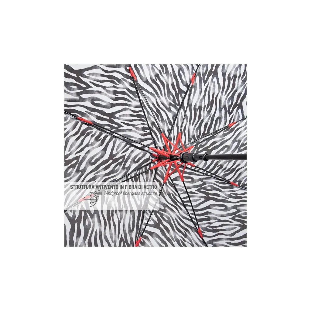 Dámsky automatický dáždnik Perletti ZEBRATO / modrý lem, 26164