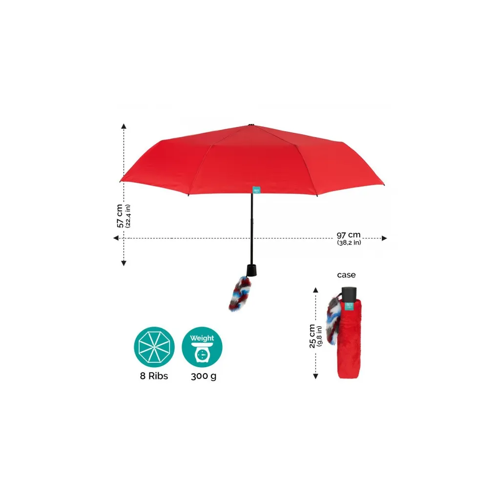 PERLETTI Skládací deštník s ozdobou LOVE/modrá, 26169