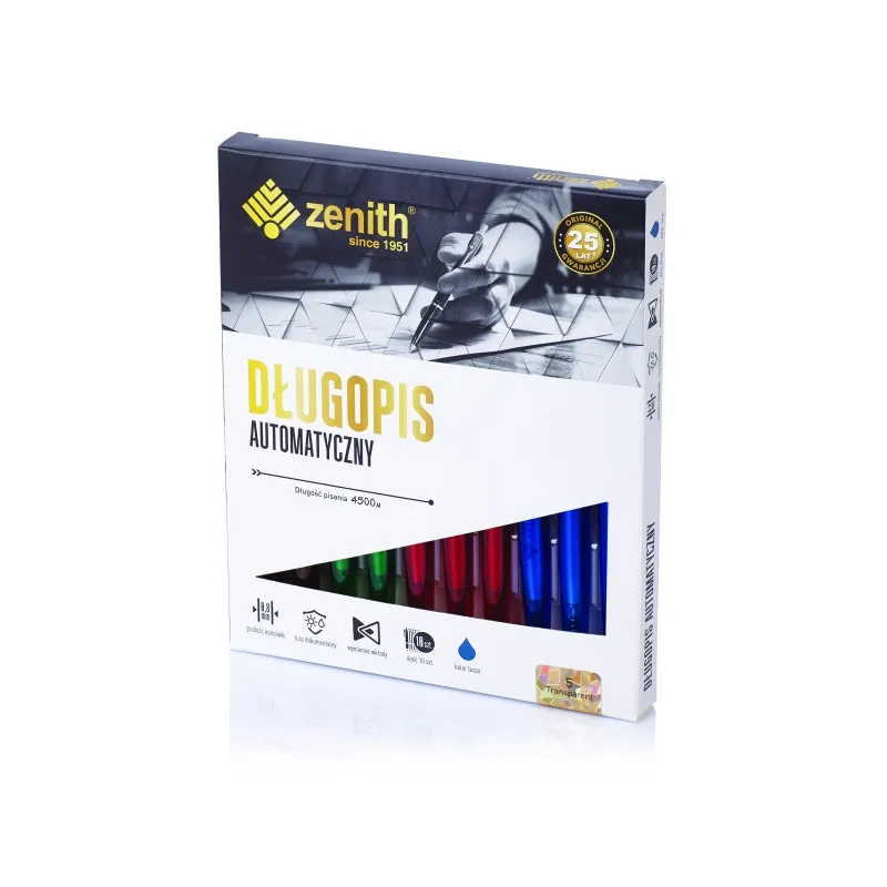 ZENITH Transparent, Kuličkové pero 0,8mm, modré, ergonomické, mix barev, 4051000