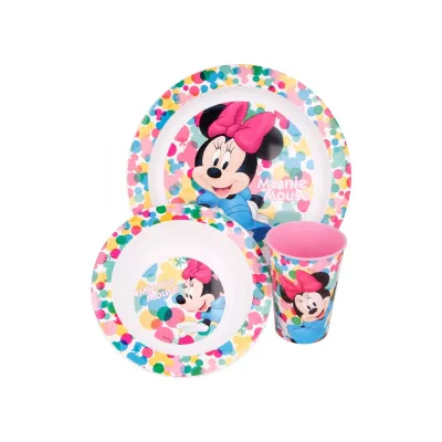 Dětské plastové nádobí MINNIE MOUSE talíř, miska, sklenice, MICRO, 51149