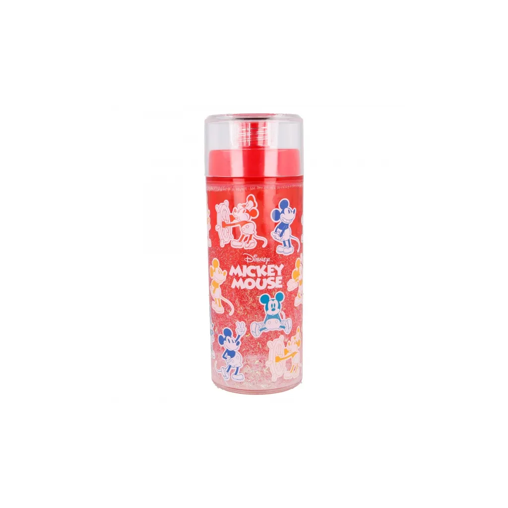 Plastová fľaša s dvojitým plášťom s trblietkami MICKEY MOUSE, 370ml, 60121