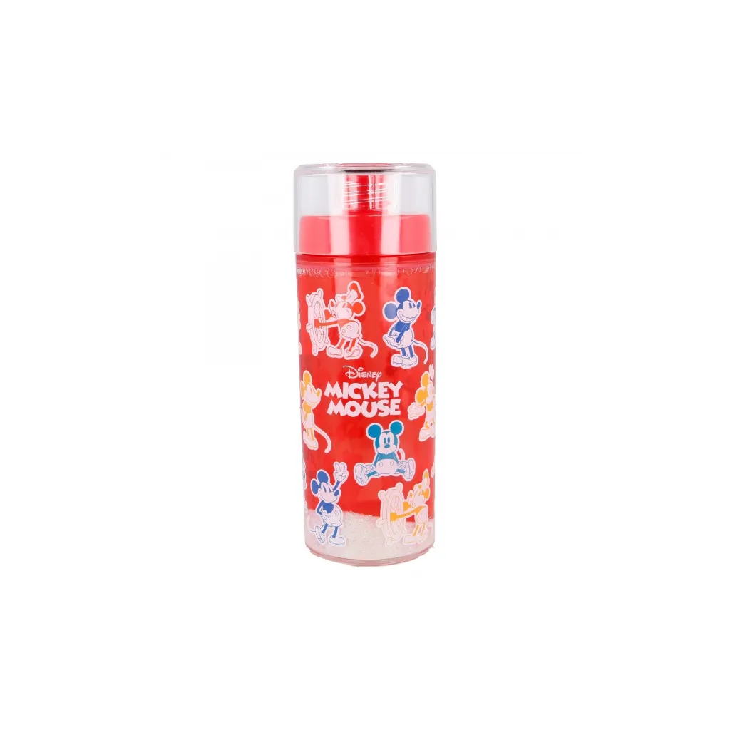 Plastová fľaša s dvojitým plášťom s trblietkami MICKEY MOUSE, 370ml, 60121