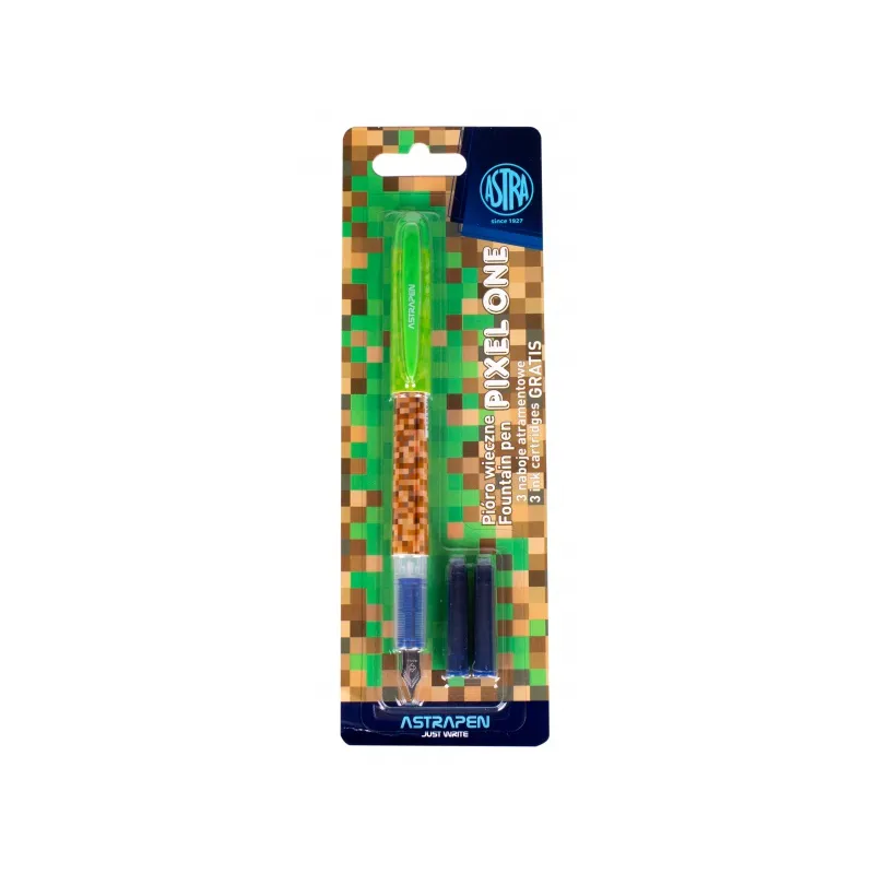 Plnicí inkoustové pero MINECRAFT + 3ks náplň, mix barev, blistr, 203120012
