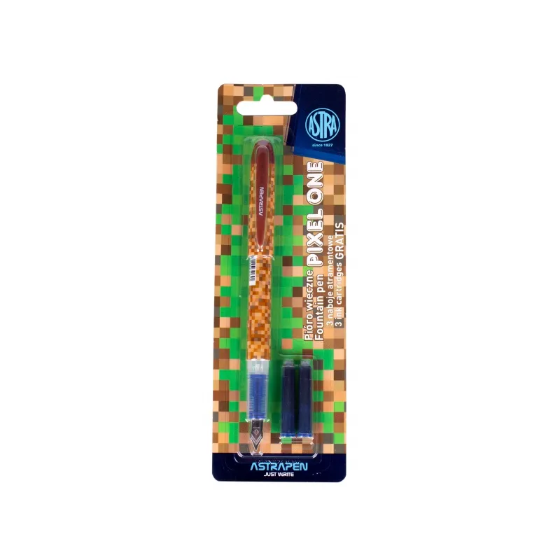 Plnicí inkoustové pero MINECRAFT + 3ks náplň, mix barev, blistr, 203120012