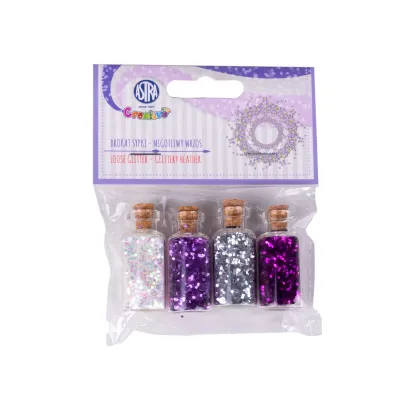 Sypké třpytky / brokát ve skleněných dózičkách GLITTERY HEATHER, 4 x 3g, 335121004