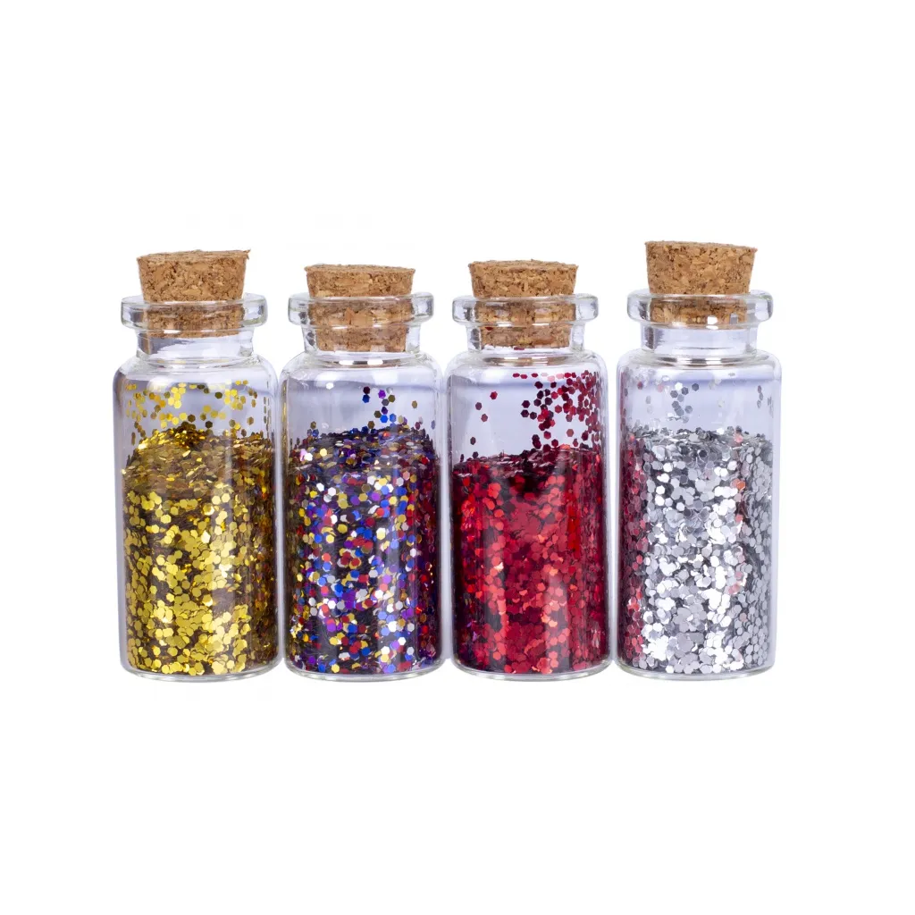 Sypké třpytky / brokát ve skleněných dózičkách GLITTERY CARNIVAL, 4 x 5g, 335121005