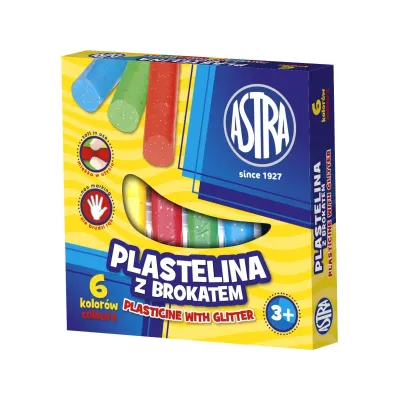 ASTRA Plastelína se třpytkami 6 barev, 303109001