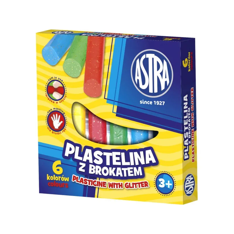 ASTRA Plastelína s trblietkami 6 farieb, 303109001 ASTRA Plastelína s trblietkami 6 farieb, 303109001