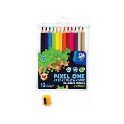Školské  farbičky JUMBO 12ks + strúhadlo, MINECRAFT Pixel One, 312221005