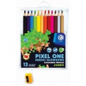 Školní barvičky JUMBO 12ks + struhadlo, MINECRAFT Pixel One, 312221005