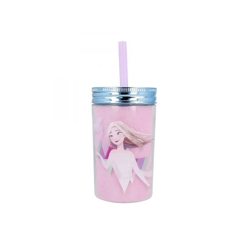 Plastový termo pohár so šrubovacím viečkom a slamkou DISNEY FROZEN, 370ml, 60455