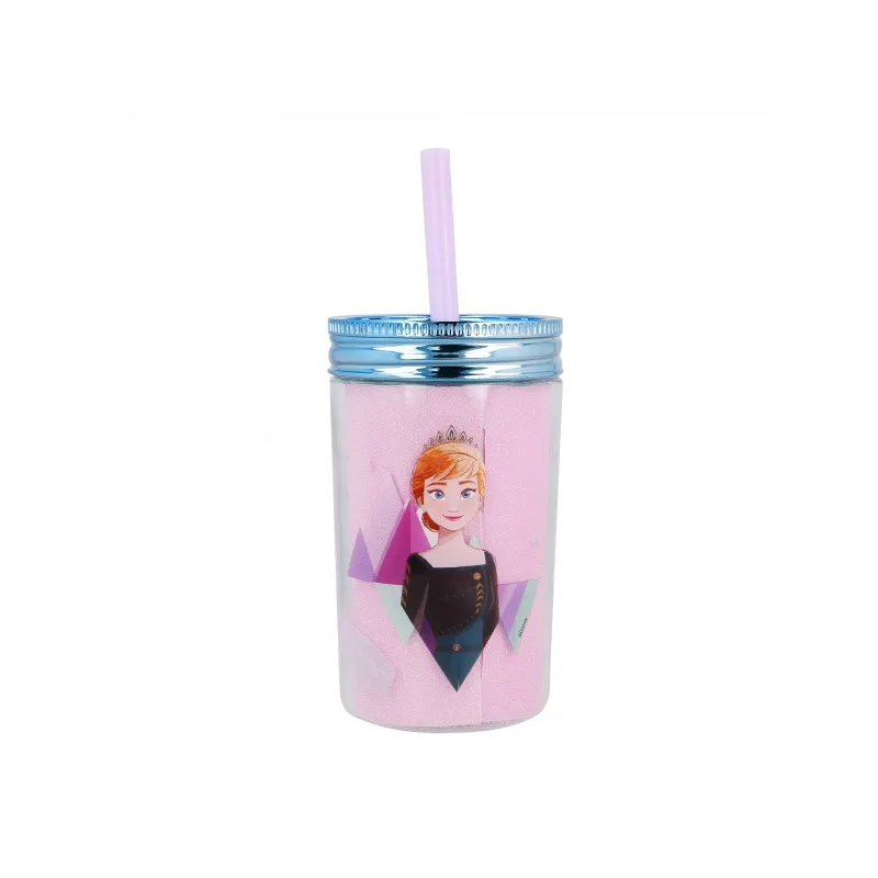 Plastový termo pohár so šrubovacím viečkom a slamkou DISNEY FROZEN, 370ml, 60455